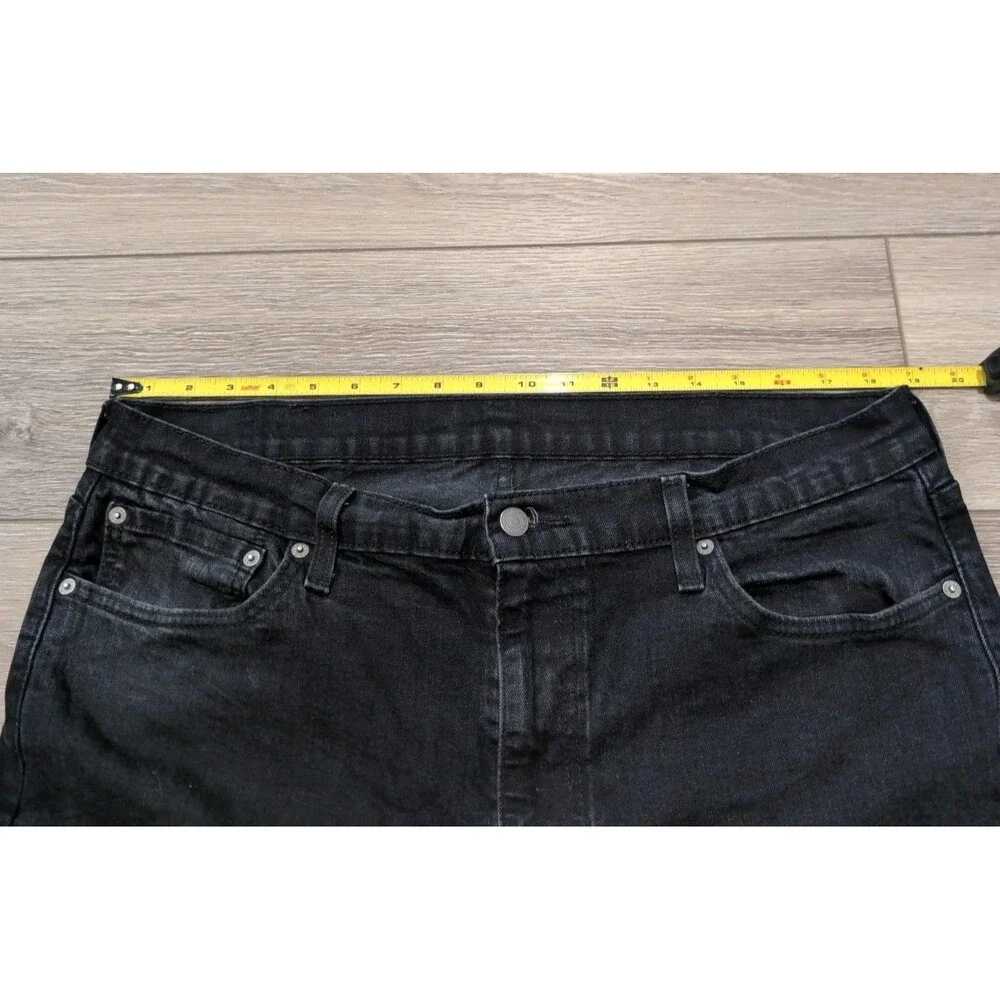 LEVI'S 514 DENIM JEANS MENS 38X32 DARK WASH BLACK STRAIGHT STRETCH EUC